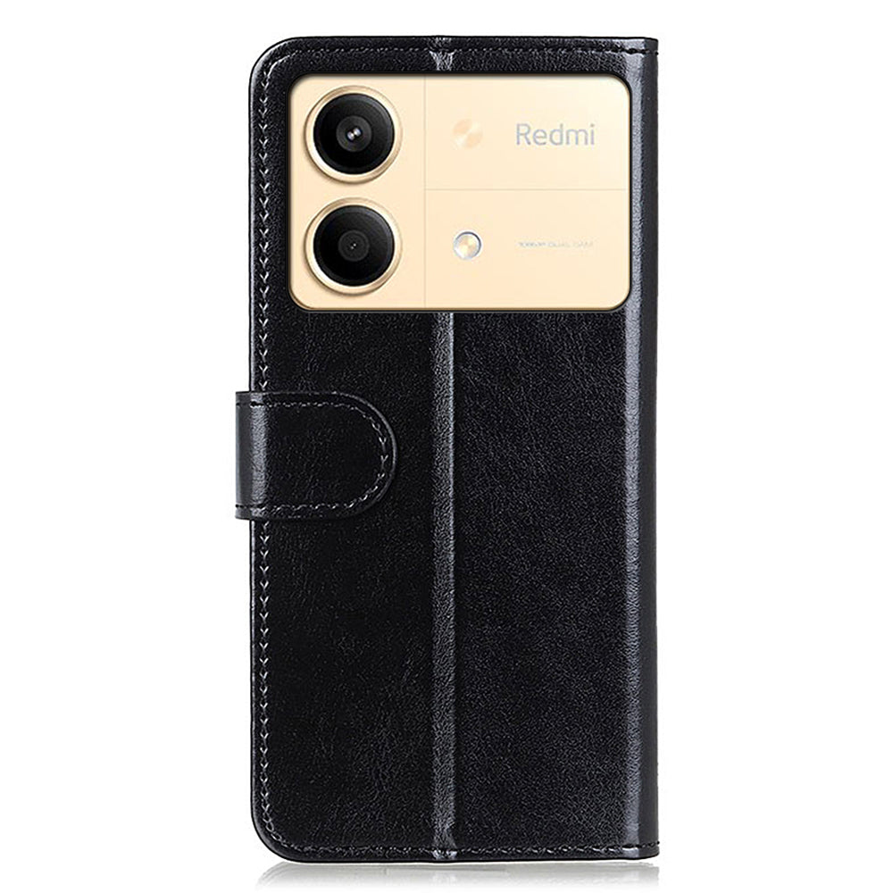 For Xiaomi Redmi Note 13R Pro 5G Cases Crazy Horse Texture PU Leather Slim-Fit Phone Stand Cover - Black For Xiaomi Redmi Note 13R Pro 5G Cases Crazy Horse Texture PU Leather Slim-Fit Phone Stand Cover - Black